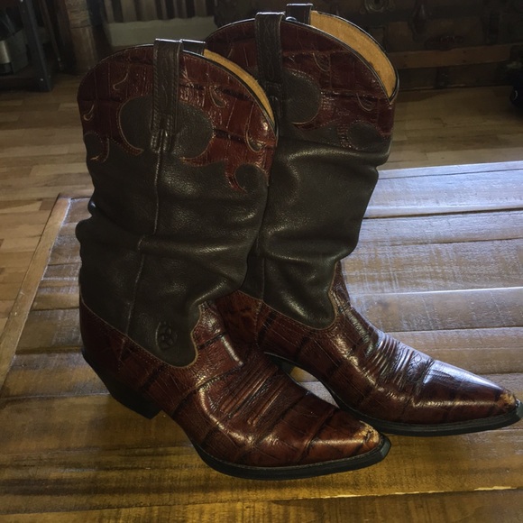 Ariat Ginger Leather Croc Embossed Slouch Boot - Picture 3 of 10